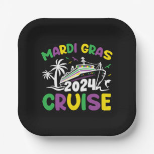 Mardi Gras Cruise Squad Paper Plate
