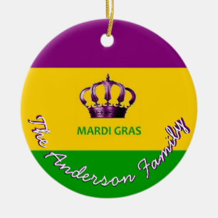 Mardi Gras Custom Ornament with Back NOLA