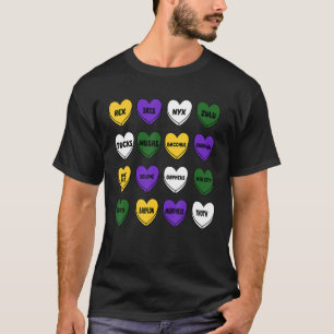 Mardi Gras Cute Convesation Hearts Mardi Gras Para T-Shirt