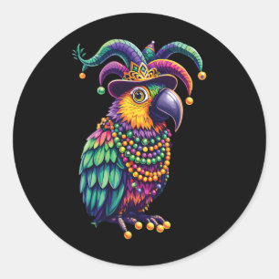 Mardi Gras Cute Parrot Mask Costume Outfit Women G Classic Round Sticker