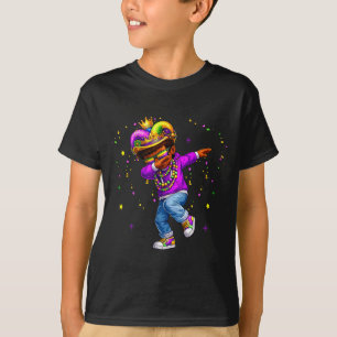 Mardi Gras Dabbing Boy Funny Jester Hat Kid New Or T-Shirt
