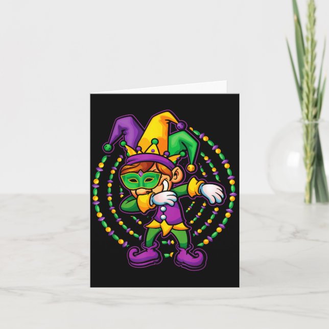 Mardi Gras Dabbing Boys Kids Gift Funny New Orlean Card (Front)