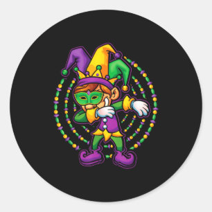 Mardi Gras Dabbing Boys Kids Gift Funny New Orlean Classic Round Sticker