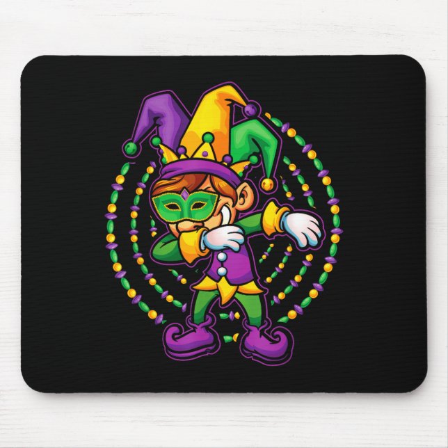 Mardi Gras Dabbing Boys Kids Gift Funny New Orlean Mouse Mat (Front)