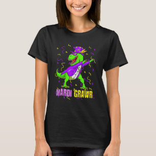 Mardi Gras Dabbing T Rex Dinosaur Funny Carnival M T-Shirt