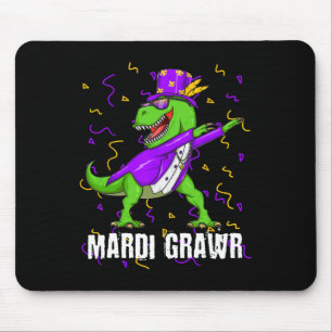 Mardi Gras Dabbing T Rex Dinosaur Mardi Grawr Bead Mouse Mat
