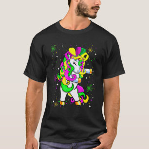 Mardi Gras Dabbing Unicorn Jester Hat Cute Unicorn T-Shirt