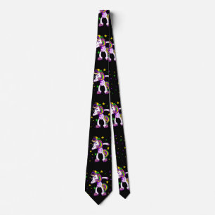 Mardi Gras Dabbing Unicorn Tie