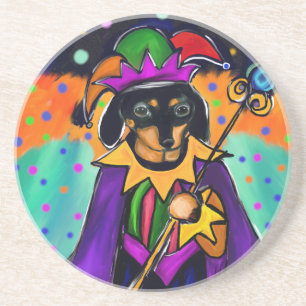 MARDI GRAS DACHSHUND COASTER