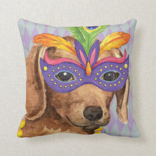 Mardi Gras Dachshund Cushion