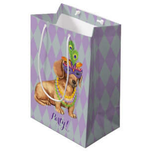 Mardi Gras Dachshund Medium Gift Bag