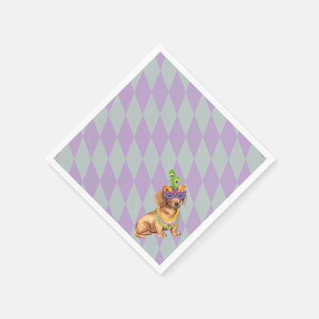 Mardi Gras Dachshund Napkin (Corner)