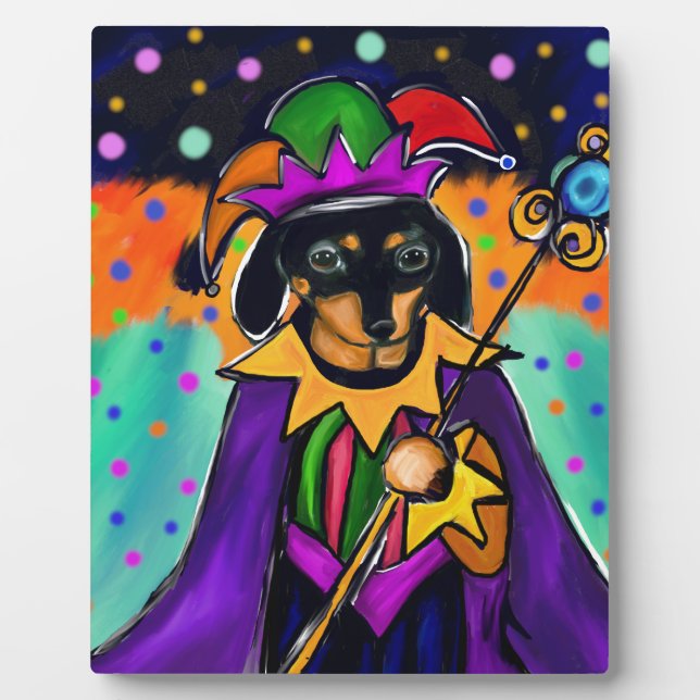 MARDI GRAS DACHSHUND PLAQUE (Front)