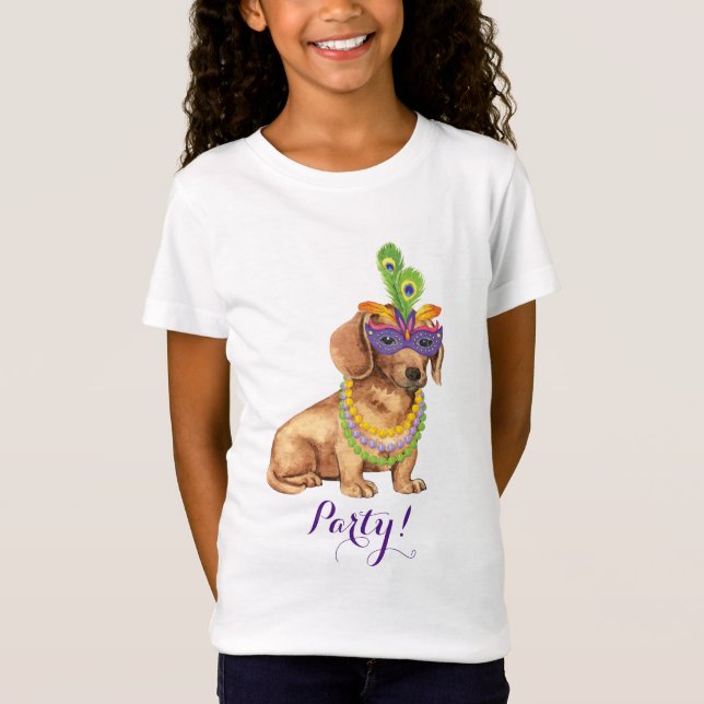 Mardi Gras Dachshund T-Shirt (Front)