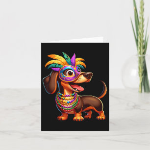 Mardi Gras Dachshund Wearing Mardi Gras Costume Be Card