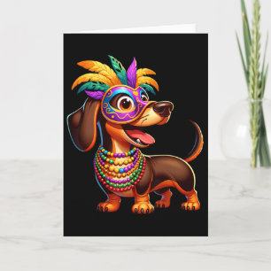 Mardi Gras Dachshund Wearing Mardi Gras Costume Be Card