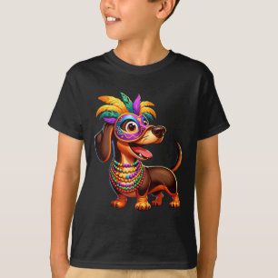 Mardi Gras Dachshund Wearing Mardi Gras Costume Be T-Shirt