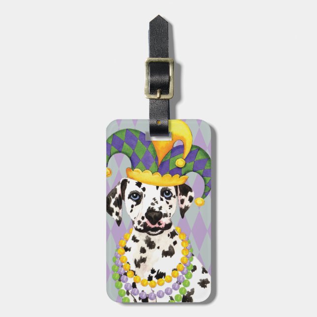 Mardi Gras Dalmatian Luggage Tag (Front Vertical)