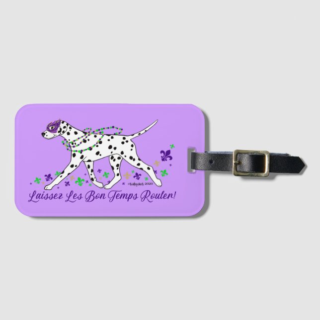Mardi Gras Dalmatian Luggage Tag (Front Horizontal)