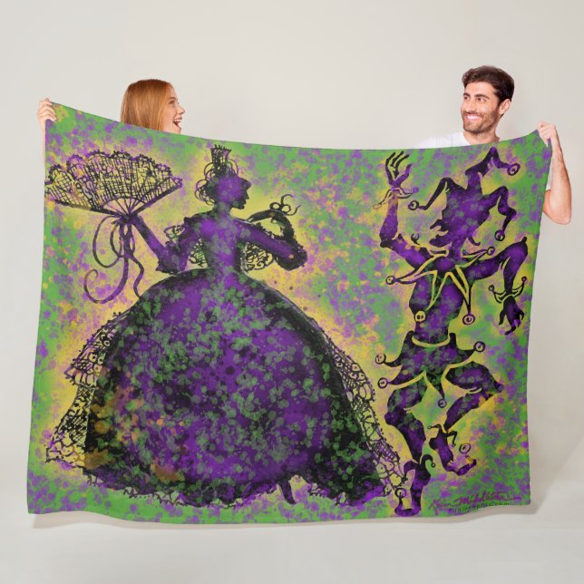 Mardi Gras Dance Fleece Blanket (In Situ)