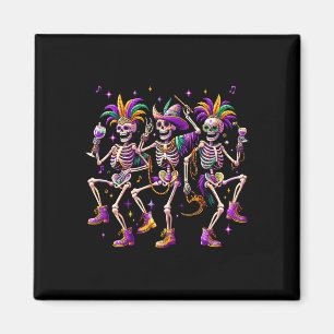 Mardi Gras Dancing Skeleton Funny  Magnet