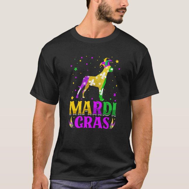 Mardi Gras Dane Dog Lover Carnival Jester Premium T-Shirt (Front)