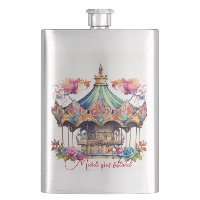 Mardi Gras design in Classic Flask (Front)
