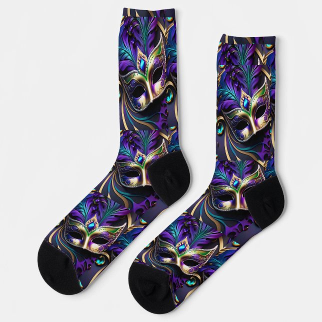 Mardi Gras Design Premium Crew Sock (Left)