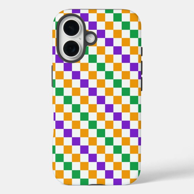 Mardi gras diagonal checkerboard pattern Case-Mate iPhone case (Back)