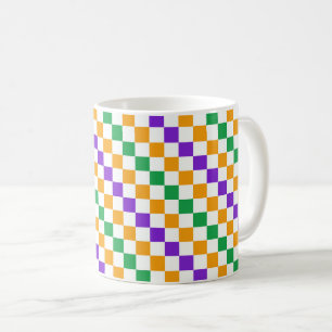 Mardi gras diagonal chequerboard pattern coffee mug