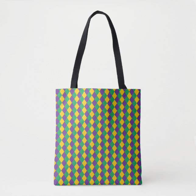 Mardi Gras Diamond Seamless Pattern. Violet, Yello Tote Bag (Front)