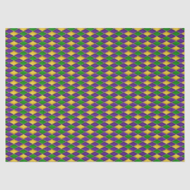 Mardi Gras Diamonds Harlequin Print Pattern Tissue Paper (Front)