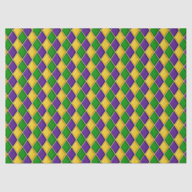 Mardi Gras Diamonds Harlequin Print Pattern Tissue Paper (Front)