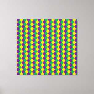 Mardi Gras Diamonds: Vibrant Festive Pattern Canvas Print