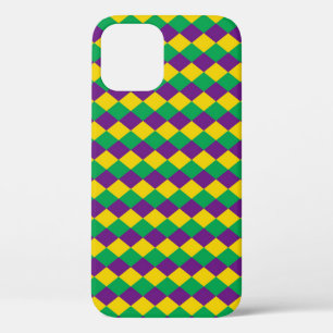 Mardi Gras Diamonds: Vibrant Festive Pattern iPhone 12 Case