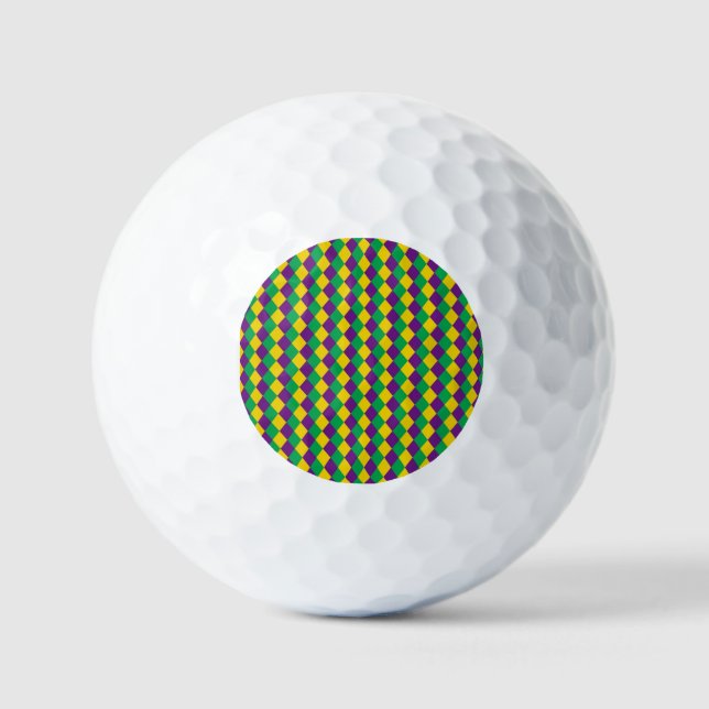 Mardi Gras Diamonds: Vibrant Festive Pattern Golf Balls (Front)