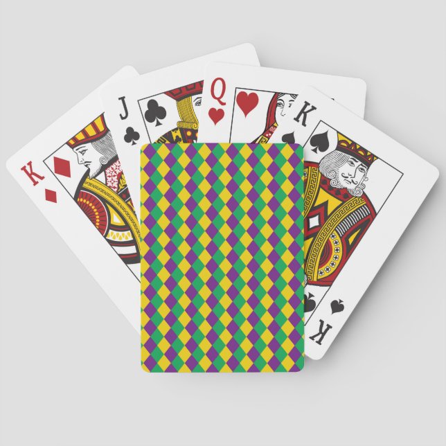 Mardi Gras Diamonds: Vibrant Festive Pattern Playing Cards (Back)