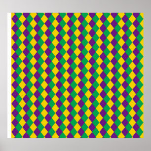 Mardi Gras Diamonds: Vibrant Festive Pattern Poster