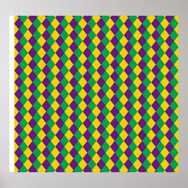 Mardi Gras Diamonds: Vibrant Festive Pattern Poster (Front)
