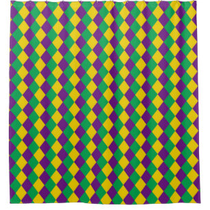 Mardi Gras Diamonds: Vibrant Festive Pattern Shower Curtain