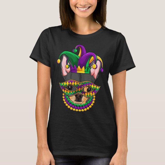 Mardi Gras Dog Apparel Chihuahua Mom Dad T-Shirt (Front)