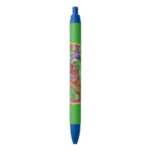 Mardi Gras Dog Black Ink Pen