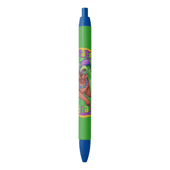 Mardi Gras Dog Black Ink Pen (Front Vertical)