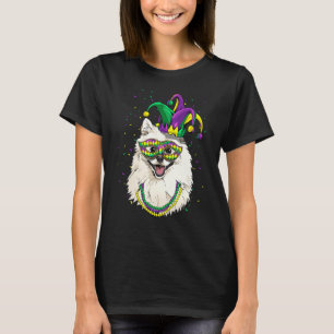Mardi Gras Dog Carnival American Eskimo Jester Pet T-Shirt