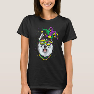 Mardi Gras Dog Carnival Siberian Husky Jester Husk T-Shirt