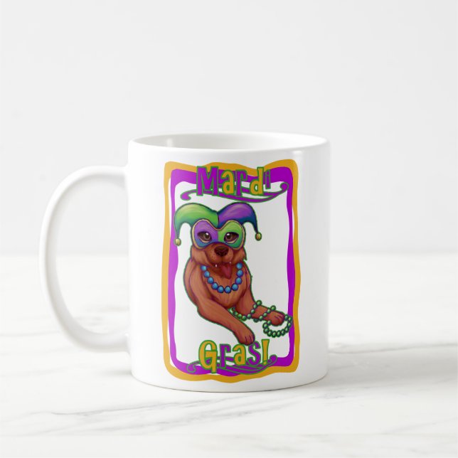Mardi Gras Dog Coffee Mug (Left)