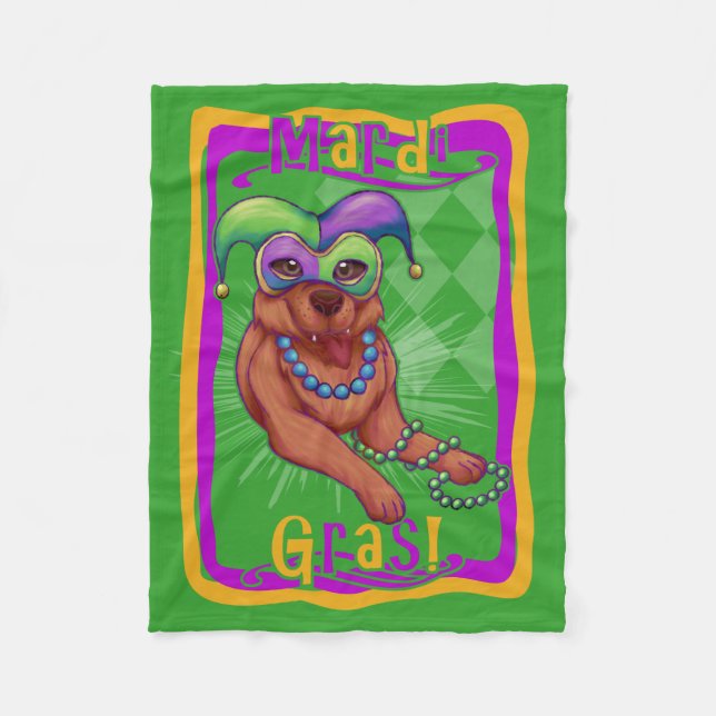 Mardi Gras Dog Fleece Blanket (Front)
