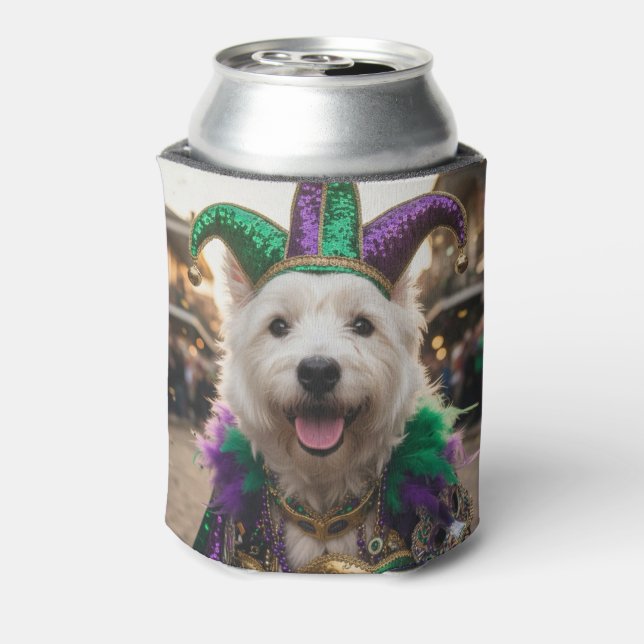 Mardi Gras Dog Jester Costume Can Cooler (Can Back)