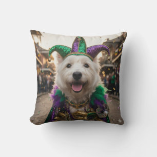 Mardi Gras Dog Jester Costume Cushion