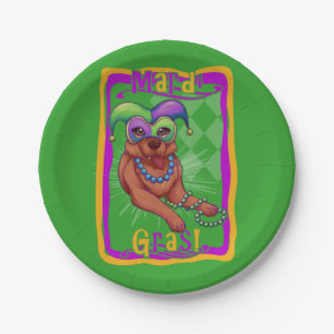 Mardi Gras Dog Paper Plate